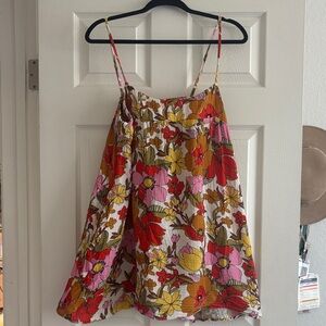 Show Me Your MuMu Floral Spaghetti-Strap Sundress in Red, Pink, Yellow, Brown